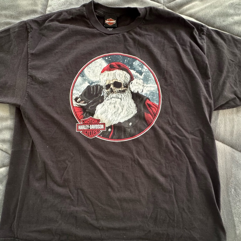 Harley-Davidson Black Santa Skull T-Shirt